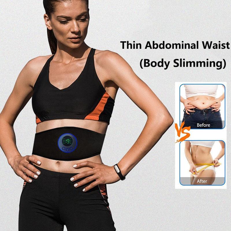 EMS Muscle Stimulator Toning Belt | USB Rechargeable Abs Abdominal Trainer for Body Belly Weight Loss | Home Gym Fitness Equipment | Unisex
